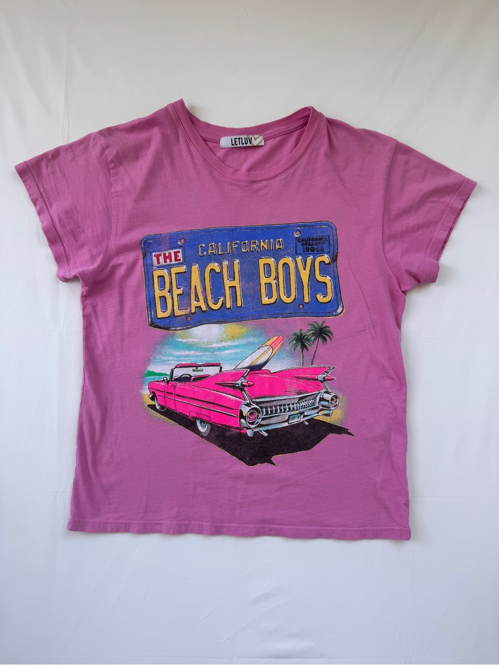 Letluv Beach Boys California Dreamin’ Pink Graphic Tee Small